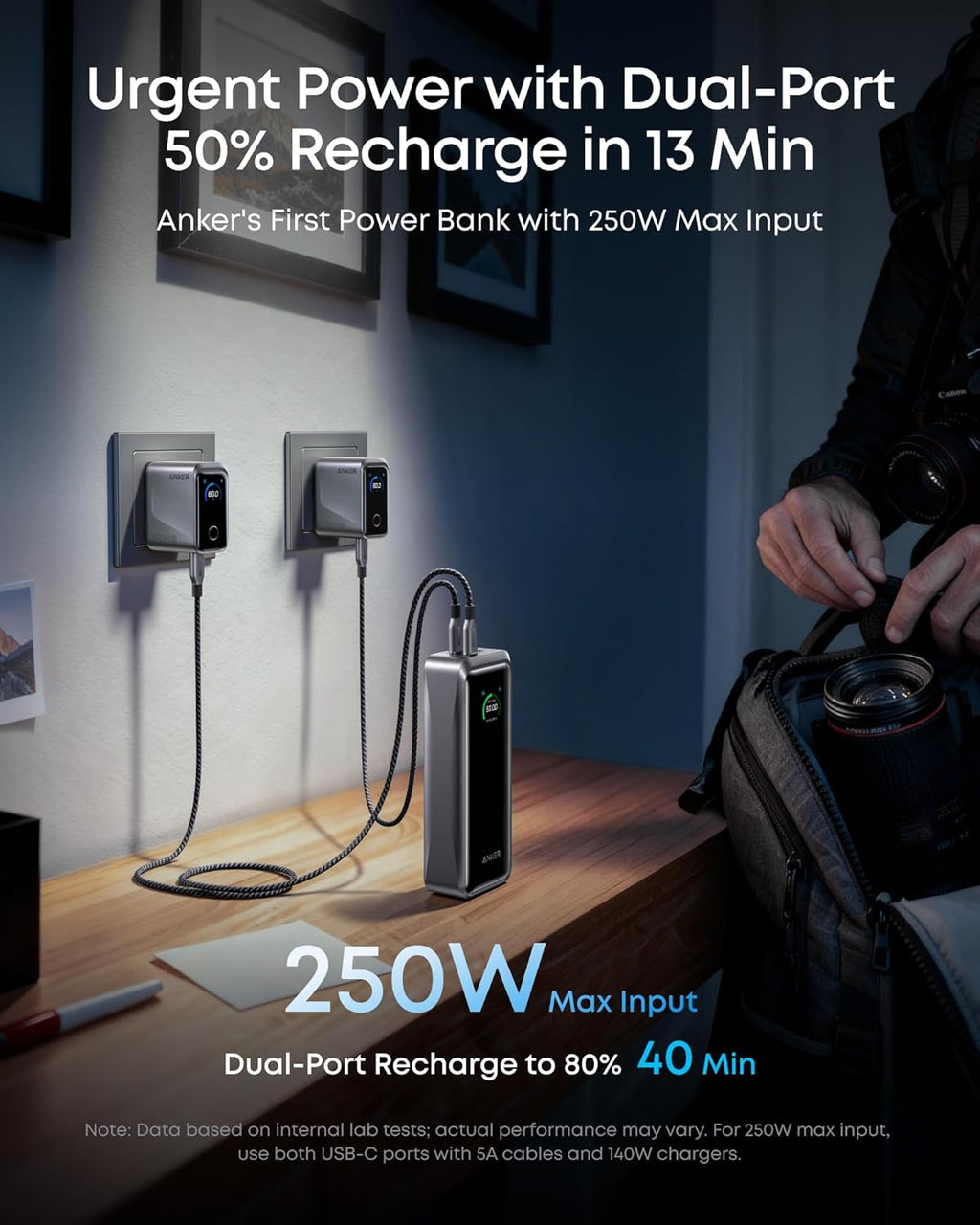 Anker Prime Power Bank, 26,250mAh 3-Port Portable Charger with 300W Max Output, Two-Way Charging, TSA-Approved, App Control, for MacBook, iPhone 17/16 Series, and More (Base Not Included)